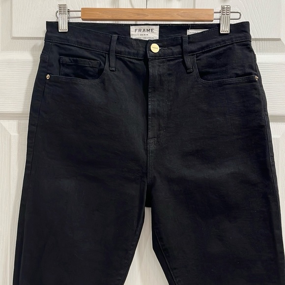 Frame Ali High Rise Cigarette Black Noir Jeans - Picture 5 of 16